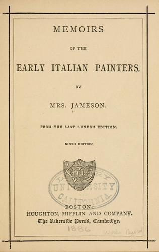 Memoirs of the early Italian painters